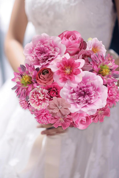 Artificial Flowers Heads Combo Rose Red Flowers Mix Silk Flowers Heads Pink Bulk Faux Rose for Craft Garland Graduation Cap Wedding Bridal Baby Shower Home Party Decoration DIY Cake Decor