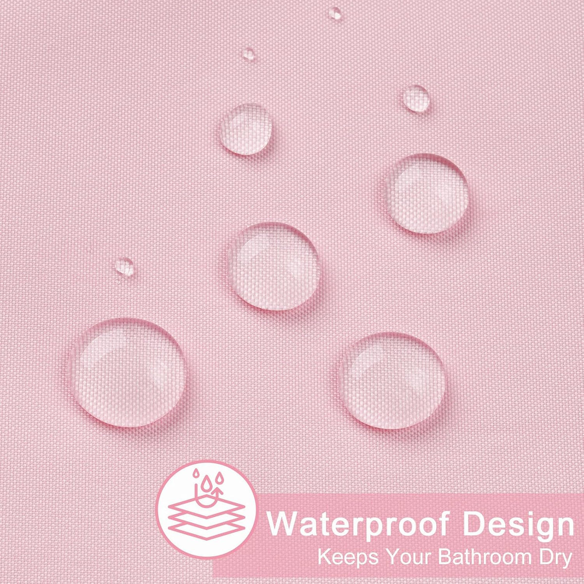 Solid Pink Shower Curtain, Fabric Weighted Hem Shower Liner with Hooks, Reinforced Metal Grommets, Waterproof, 72x75 inch
