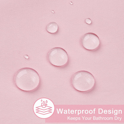 Solid Pink Shower Curtain, Fabric Weighted Hem Shower Liner with Hooks, Reinforced Metal Grommets, Waterproof, 72x75 inch