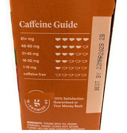 Organic Peach Honey Tea White Tea Blend, 20 Bags,1.27oz/36g | Peach and Honey Flavors, Caffeinated, Pack of 1