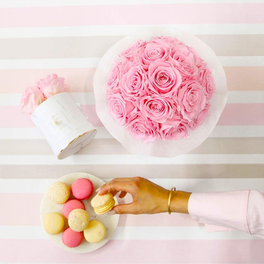 12 PCS Artificial Flowers Pink Roses Fake Silk Flowers Long Stem Artificial Roses for Home Wedding Decorations (Pink)
