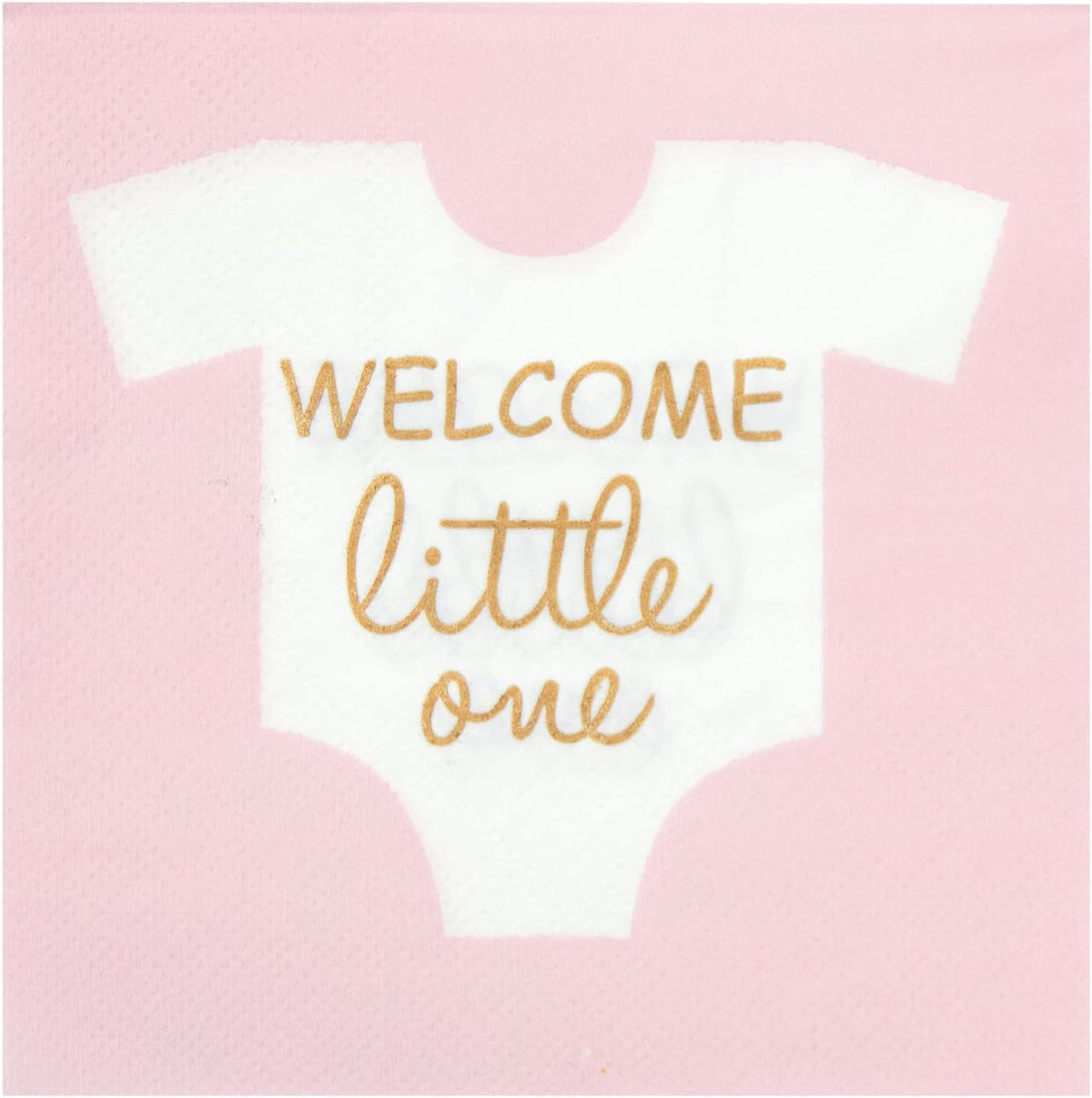 Baby Shower Napkins - 5 x 5 In Folded, Light Pink & Gold Foil, 100 Count, 3-Ply - Girl Baby Shower Napkins