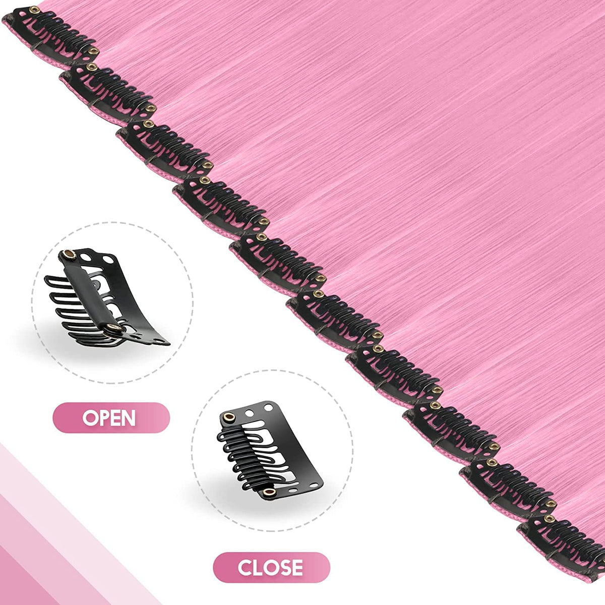Colored Clip in Hair Extensions - 10 PCS Pink Highlighted Hair Piece Straight Synthetic Clip in Hairpieces for Women 22 inch