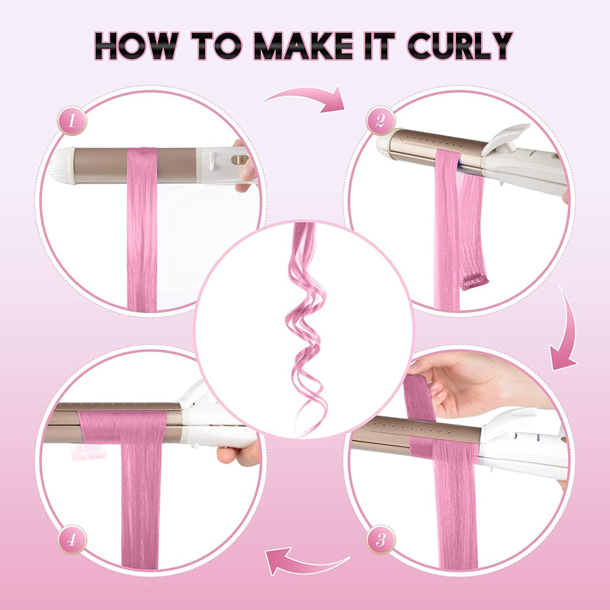 Colored Clip in Hair Extensions - 10 PCS Pink Highlighted Hair Piece Straight Synthetic Clip in Hairpieces for Women 22 inch