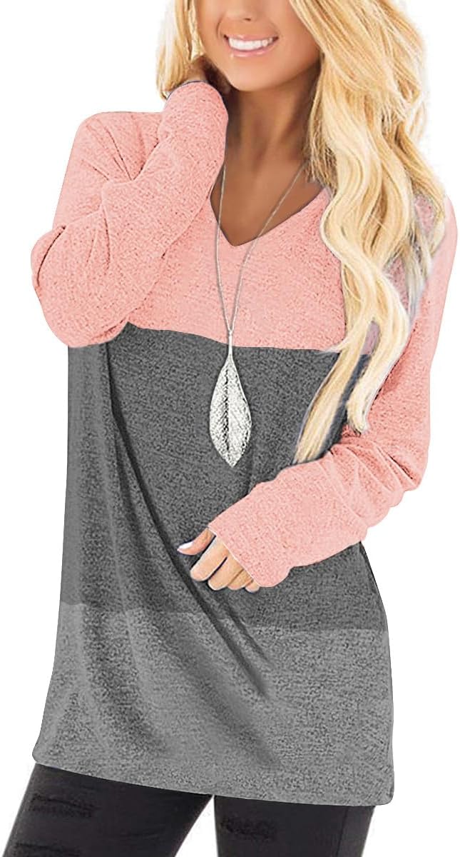 Tunic Tops to Wear with Leggings Long Sleeve V Neck T Shirts Fall Outfits 2026 Casual Loose Fit S-3XL