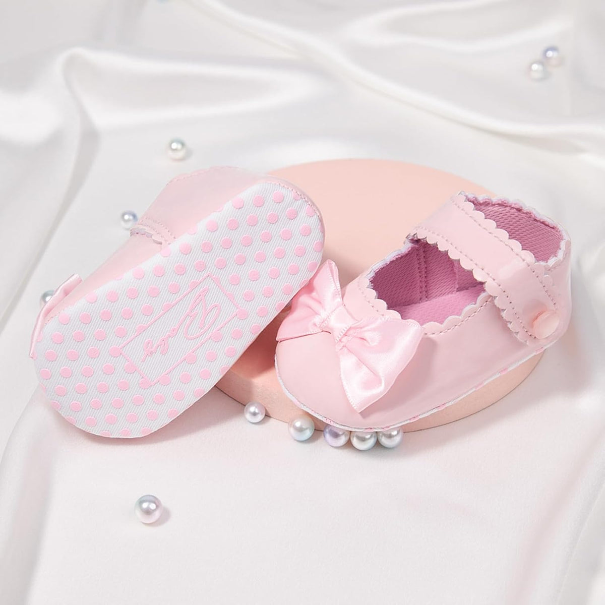 Baby Girl Mary Jane Dress Shoes Infant Newborn Flats Anti-Slip Soft PU Leather Party School Wedding Princess Baby Girl Shoes