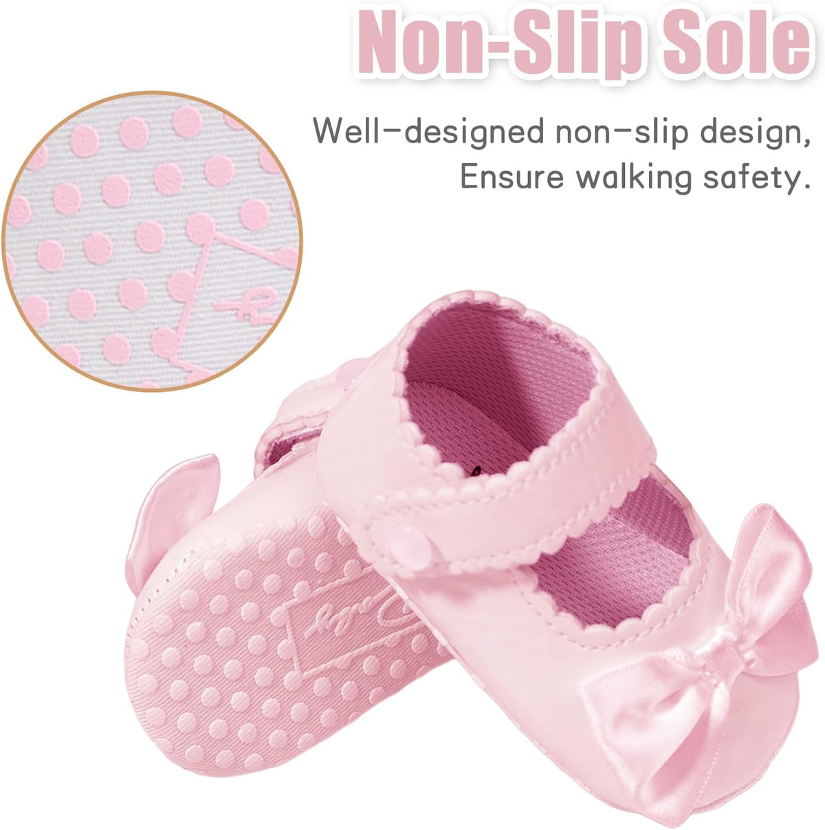 Baby Girl Mary Jane Dress Shoes Infant Newborn Flats Anti-Slip Soft PU Leather Party School Wedding Princess Baby Girl Shoes