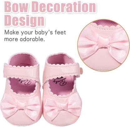 Baby Girl Mary Jane Dress Shoes Infant Newborn Flats Anti-Slip Soft PU Leather Party School Wedding Princess Baby Girl Shoes