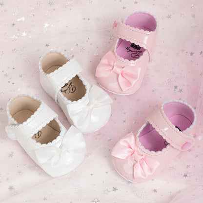 Baby Girl Mary Jane Dress Shoes Infant Newborn Flats Anti-Slip Soft PU Leather Party School Wedding Princess Baby Girl Shoes