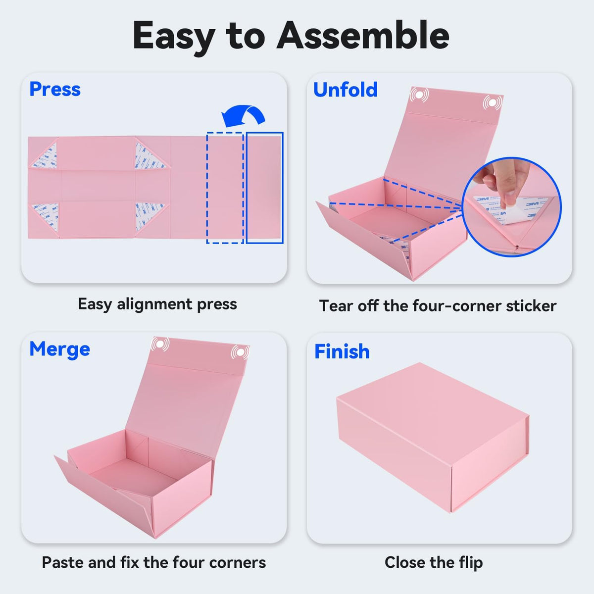 Large Pink Gift Box with Magnetic Lid and Ribbon, 13.8"x9.1"x4.3"