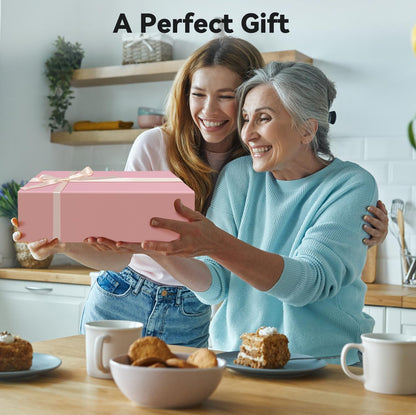 Large Pink Gift Box with Magnetic Lid and Ribbon, 13.8"x9.1"x4.3"
