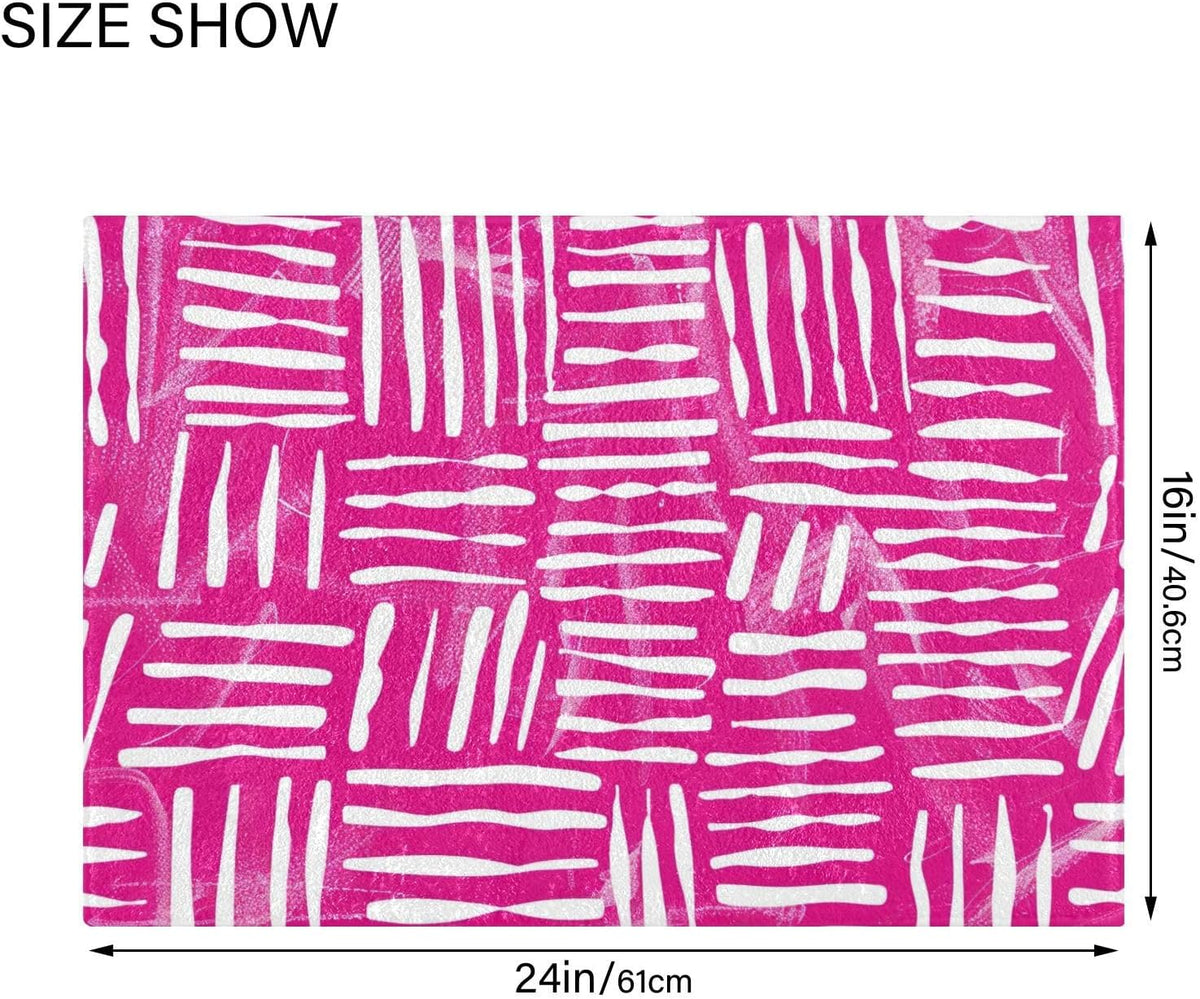 Abstract Pink Stripe Absorbent Bathroom Rug, 24''x16'' Extra Soft Thick Plush Bath Mat, Non-Slip Shaggy Bath Rug for Tub, Shower and Bath, Machine Washable