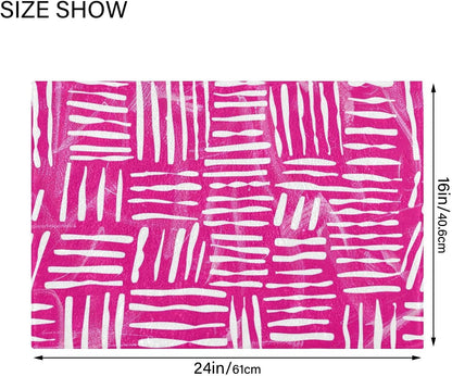 Abstract Pink Stripe Absorbent Bathroom Rug, 24''x16'' Extra Soft Thick Plush Bath Mat, Non-Slip Shaggy Bath Rug for Tub, Shower and Bath, Machine Washable