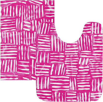 Abstract Pink Stripe Absorbent Bathroom Rug, 24''x16'' Extra Soft Thick Plush Bath Mat, Non-Slip Shaggy Bath Rug for Tub, Shower and Bath, Machine Washable