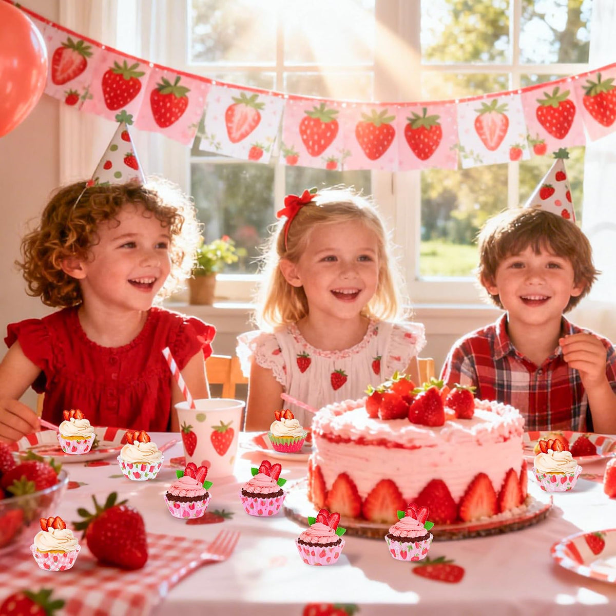 Strawberry Mini Cupcake Liners - 600pcs Summer Baking Cups Muffin Cupcakes Paper Wrappers, Pink Watermelon Candy Cake Chocolate Wrap Making Supplies for Baby Shower Party Birthday (10 Styles)