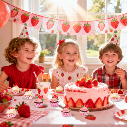 Strawberry Mini Cupcake Liners - 600pcs Summer Baking Cups Muffin Cupcakes Paper Wrappers, Pink Watermelon Candy Cake Chocolate Wrap Making Supplies for Baby Shower Party Birthday (10 Styles)