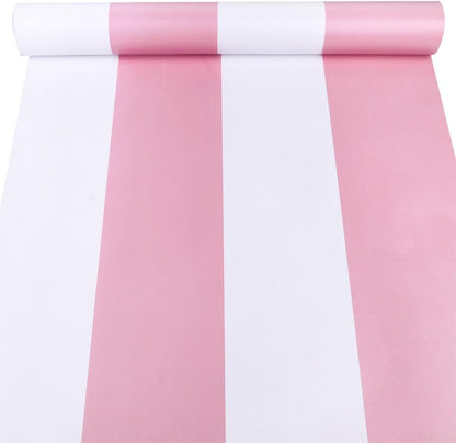 Pink and White Stripes Peel & Stick Shelf Liner Removable Contact Paper Wallpaper for Drawer Cabinet Nursery Decor 17.7" x 117"