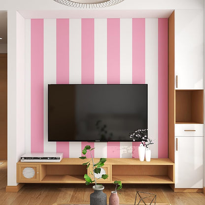 Pink and White Stripes Peel & Stick Shelf Liner Removable Contact Paper Wallpaper for Drawer Cabinet Nursery Decor 17.7" x 117"
