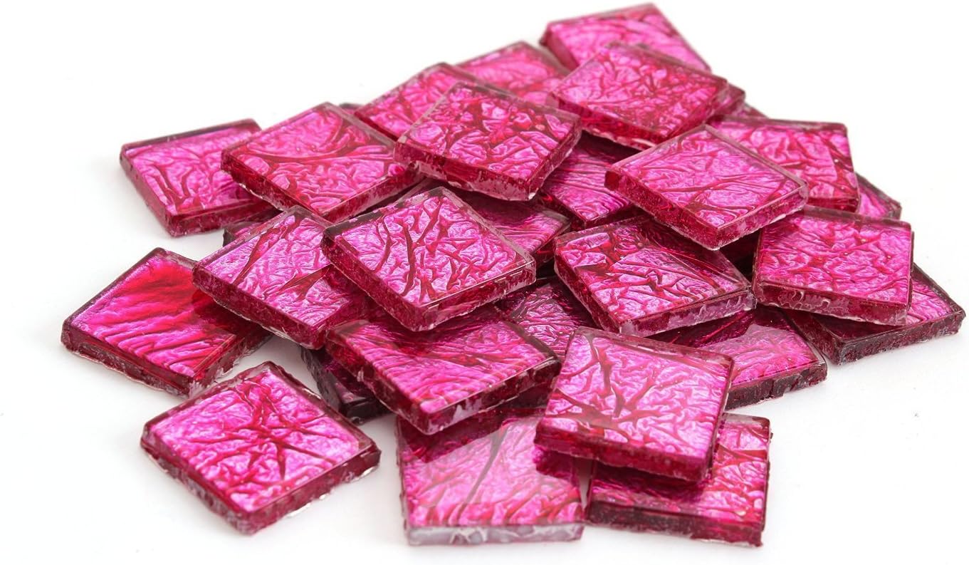 3/4 Inch (20mm) Pink Foil Mosaic Tile, 3 Pound (48 oz) Bulk Assortment of Mosaic Tiles - Mosaic Tile