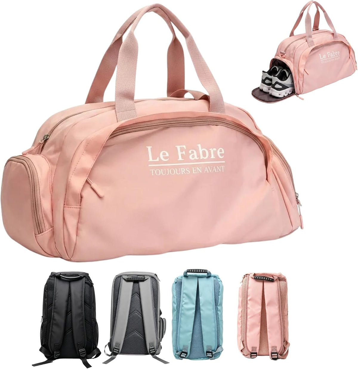 Gym Bag with Shoe Compartment, Pink