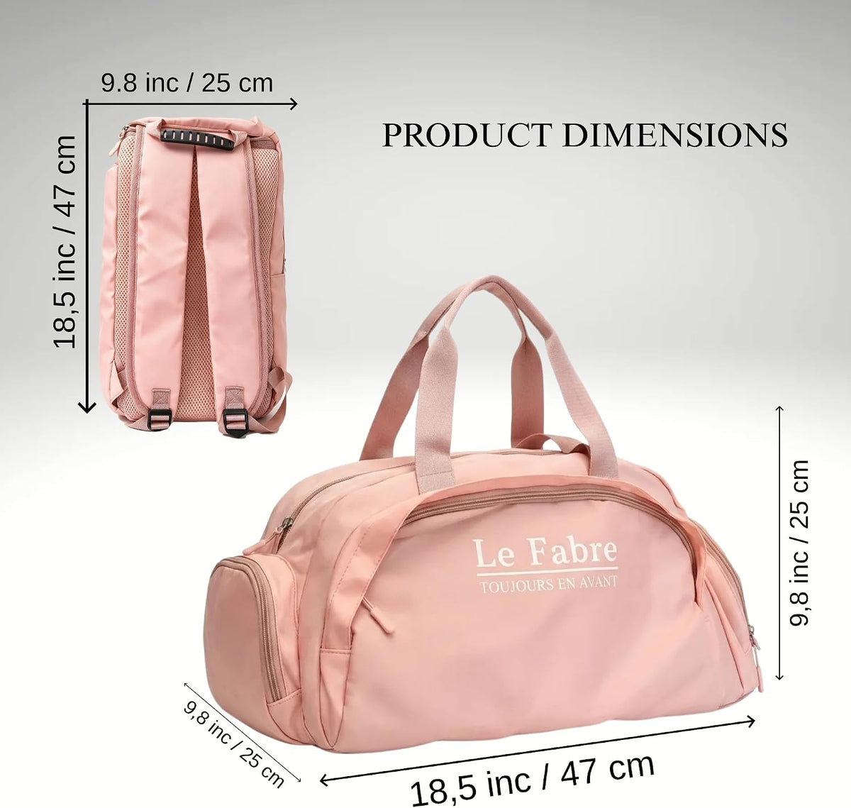 Gym Bag with Shoe Compartment, Pink