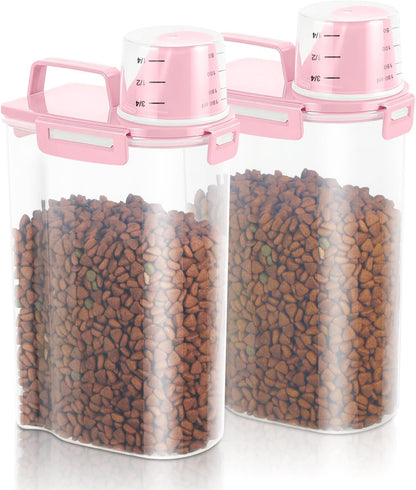 2 Pack 3 Lbs Pet Dog Cat Food Bird Seed Storage Containers for Travel -Pink