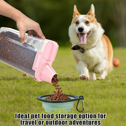 2 Pack 3 Lbs Pet Dog Cat Food Bird Seed Storage Containers for Travel -Pink