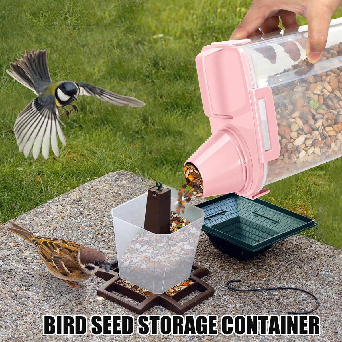2 Pack 3 Lbs Pet Dog Cat Food Bird Seed Storage Containers for Travel -Pink