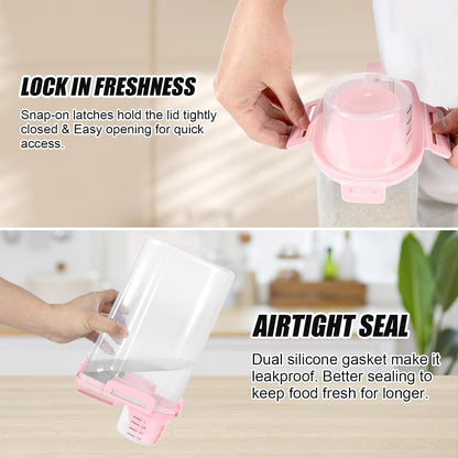 2 Pack 3 Lbs Pet Dog Cat Food Bird Seed Storage Containers for Travel -Pink