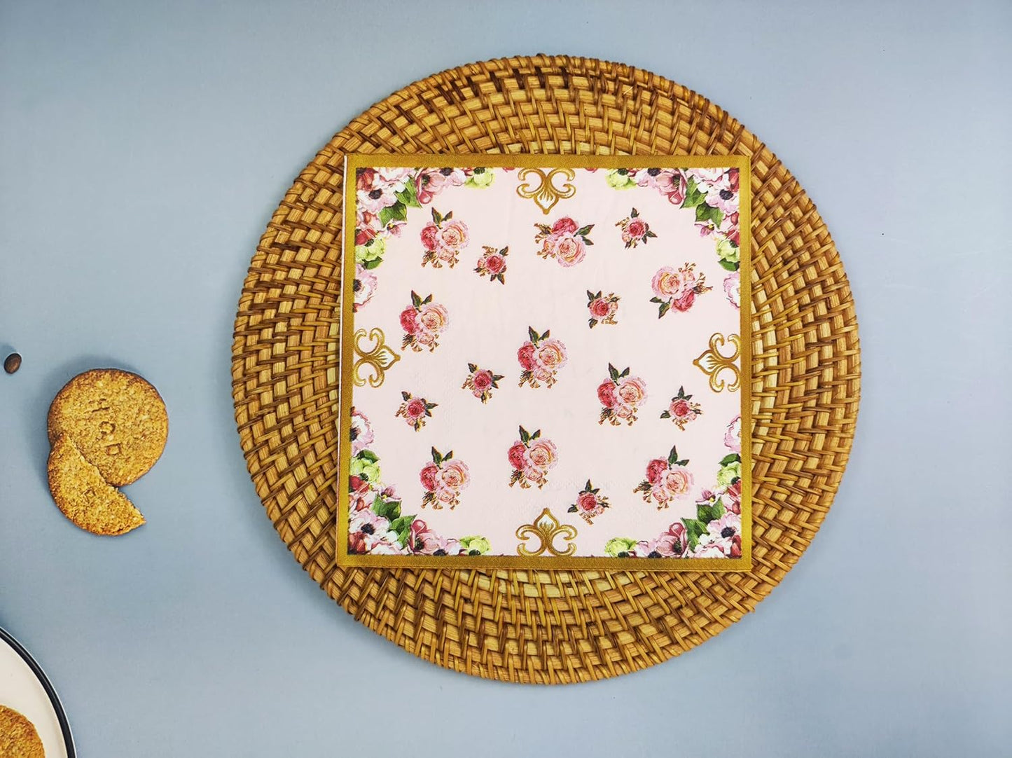 24PCS Floral Napkins-Spring Disposable Paper Napkins Pink Rose Floral Decoration Napkin for Garden Spring Tea Party Birthday Baby Shower Wedding Retro Spring Decorations 6.5"