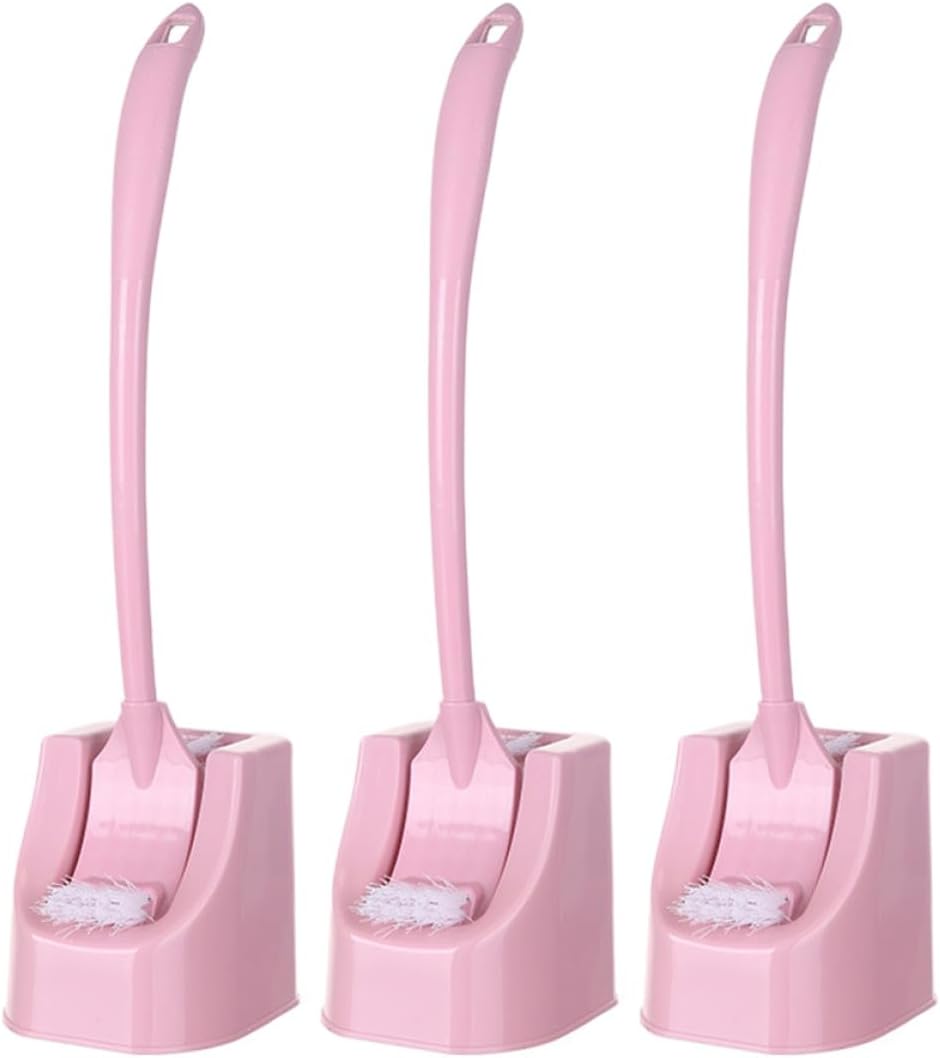 3pcs Toilet Brush Set Long Handle Corner Brush, with Base