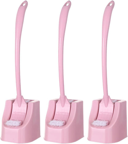 3pcs Toilet Brush Set Long Handle Corner Brush, with Base