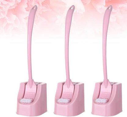 3pcs Toilet Brush Set Long Handle Corner Brush, with Base