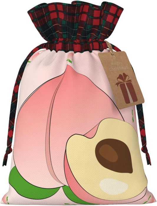 BLWSLC cartoon peach Printed drawstring gift bags color-blocked drawstring gift bags suitable for birthdays candy party decorations