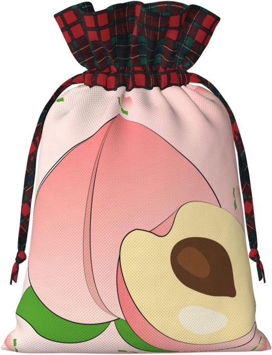 BLWSLC cartoon peach Printed drawstring gift bags color-blocked drawstring gift bags suitable for birthdays candy party decorations