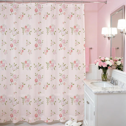Pink Flower Shower Curtain Girly Shower Curtains for Bathroom Pastel Pink Curtain for Bathtub Gift for Girl (Pink, 71x71inch)