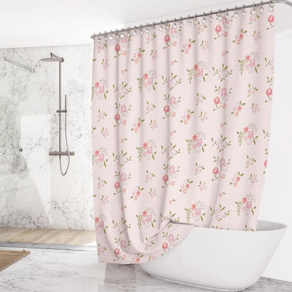 Pink Flower Shower Curtain Girly Shower Curtains for Bathroom Pastel Pink Curtain for Bathtub Gift for Girl (Pink, 71x71inch)