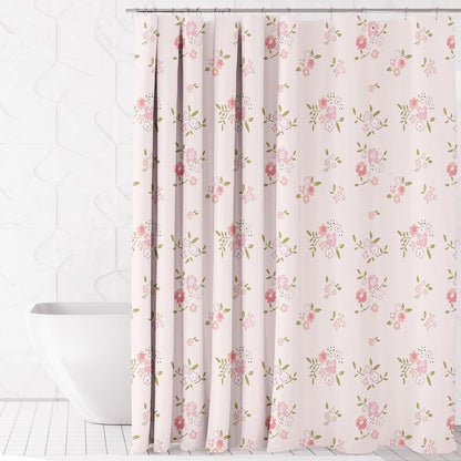 Pink Flower Shower Curtain Girly Shower Curtains for Bathroom Pastel Pink Curtain for Bathtub Gift for Girl (Pink, 71x71inch)