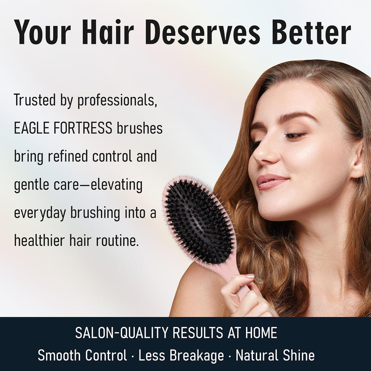 Boar Bristle Hair Brush for Fine Hair & Extensions, Pink