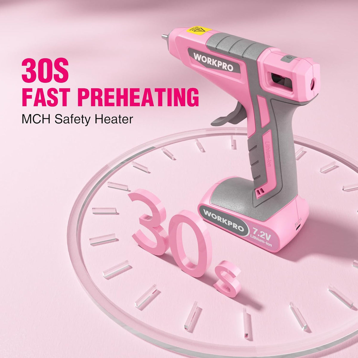 Pink Cordless Hot Melt Glue Gun with 20 Pcs Mini Glue Sticks