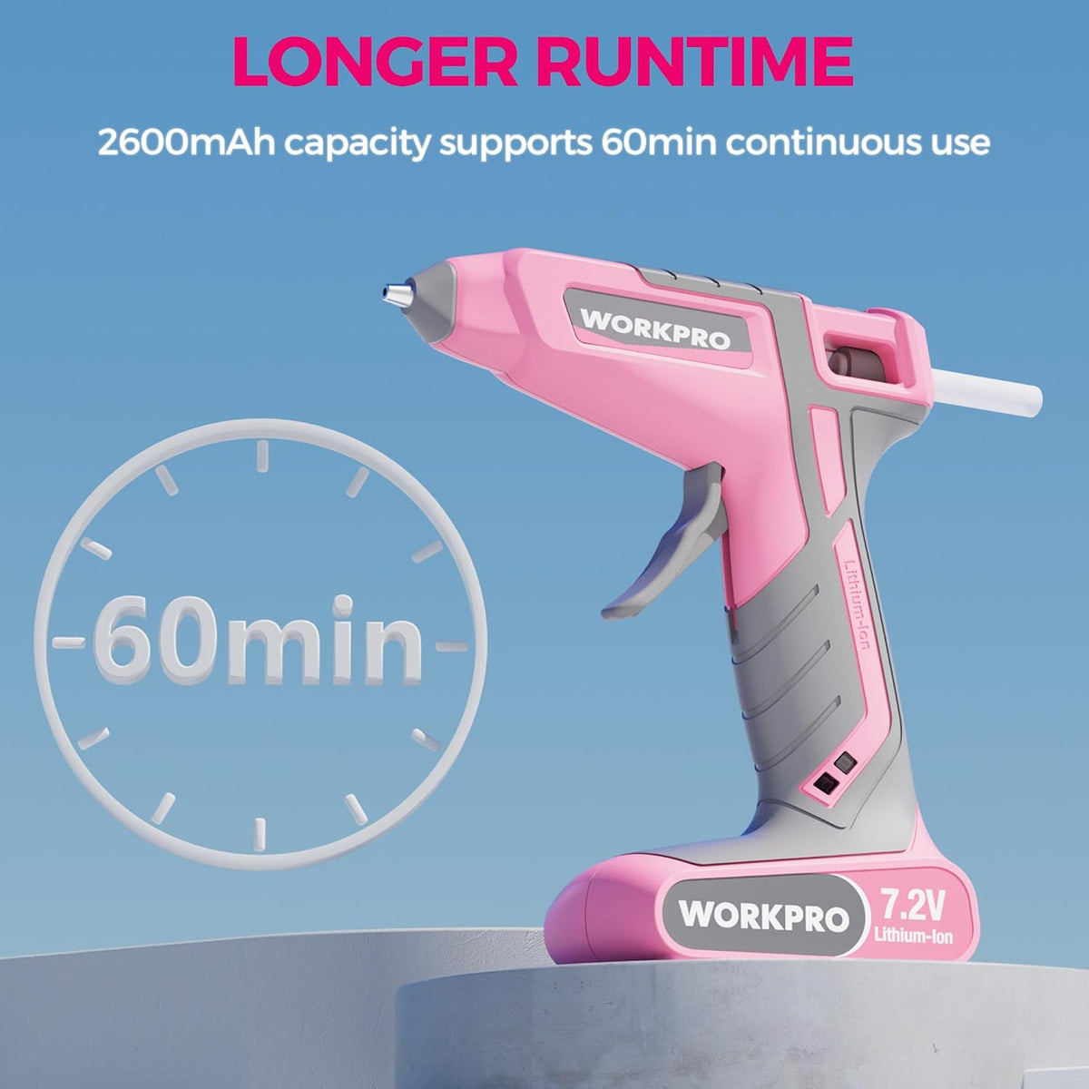 Pink Cordless Hot Melt Glue Gun with 20 Pcs Mini Glue Sticks