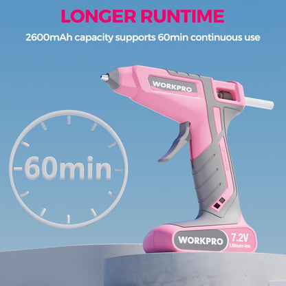 Pink Cordless Hot Melt Glue Gun with 20 Pcs Mini Glue Sticks