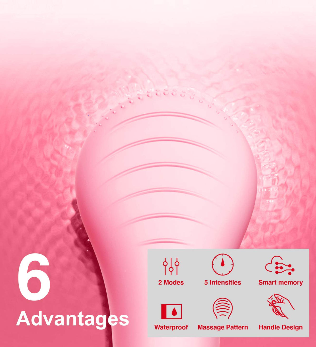 CLIE Facial Cleansing Brush, Waterproof and Rechargeable Electric Face Scrubber for Men & Women, Exfoliating, Massaging, and Cleansing - Pink