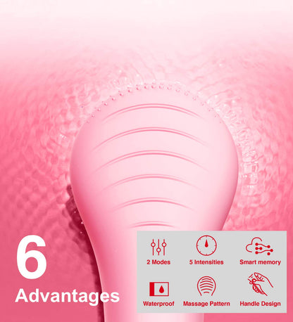 CLIE Facial Cleansing Brush, Waterproof and Rechargeable Electric Face Scrubber for Men & Women, Exfoliating, Massaging, and Cleansing - Pink