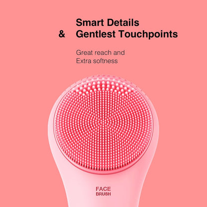CLIE Facial Cleansing Brush, Waterproof and Rechargeable Electric Face Scrubber for Men & Women, Exfoliating, Massaging, and Cleansing - Pink