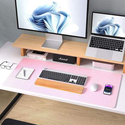 Aothia Leather Desk Pad Protector, Mouse Pad, Office Desk Mat, Non-Slip PU Leather Desk Blotter, Laptop Desk Pad, Waterproof Desk Writing Pad for Office and Home (23.6" x 13.7", Fairy Pink)