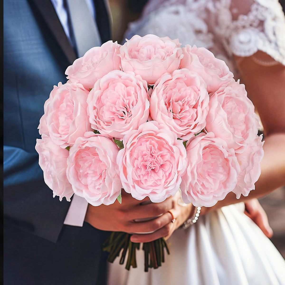 36 Pack Artificial Austin Rose Peonies 4.7 Inch, Pink