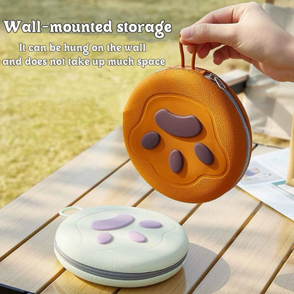 Bear Paw Foldable Pet Bowl, Dual Bowl Design for Food and Water,6.1in，Pink,Orange and Beige (Orange)