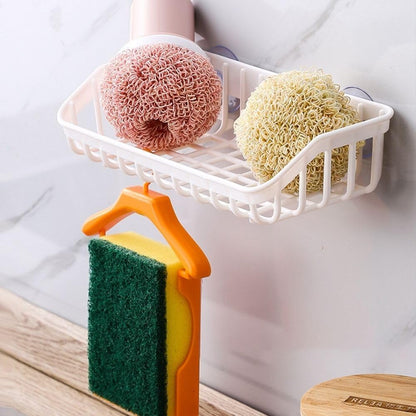 Pink Multifunctional Drain Rack,Hanging Storage Rack Drain Rack Sink Shelf Suction Cup Dishwashing Soap Sponge Holder for Kitchen Accessories Racks and Holders