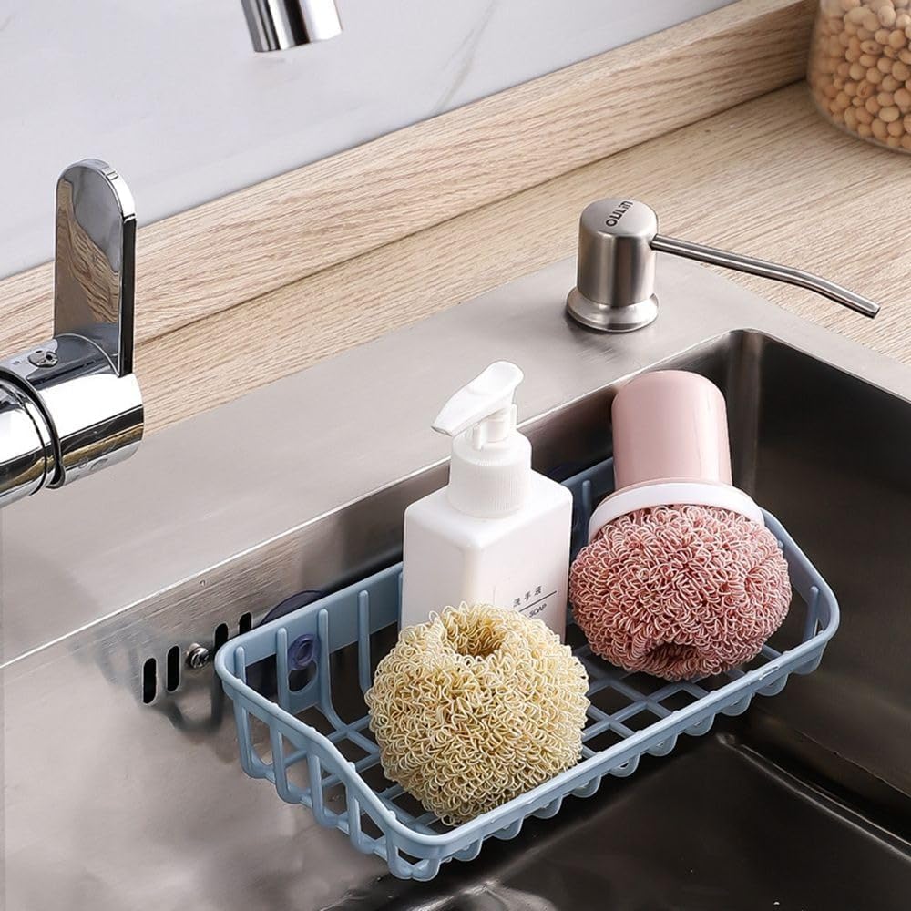 Pink Multifunctional Drain Rack,Hanging Storage Rack Drain Rack Sink Shelf Suction Cup Dishwashing Soap Sponge Holder for Kitchen Accessories Racks and Holders